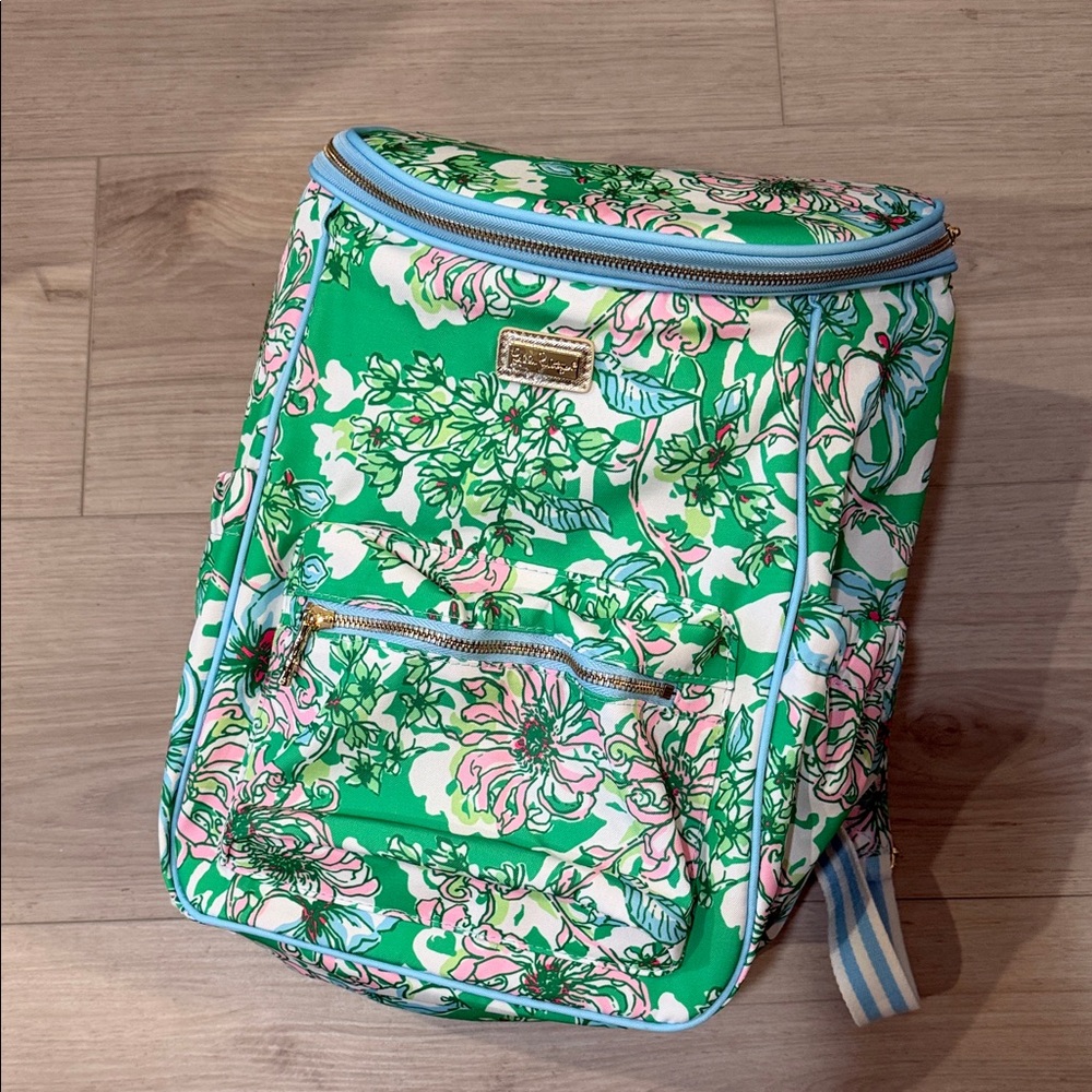 Lilly Pulitzer Floral Cooler Backpack in Green and Pink